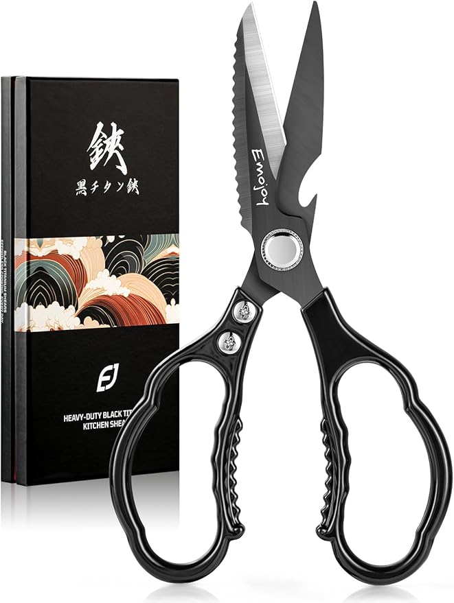 Emojoy Kitchen Shears for Food, Titanium Kitchen Scissors All Purpose, Japanese by EMOJOY