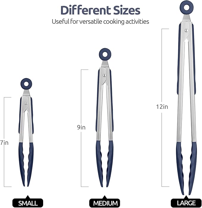 600ºF Heat Resistant Kitchen Tongs: U-Taste 7/9/12 inch Silicone Cooking Tong - Image 2