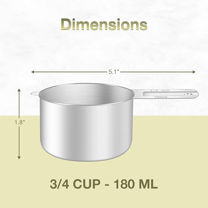 1PCS 3/4Cup Single Measuring Cup, Etched Inner Scale Stainless Steel Measure - Image 2