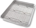 USA Pan Bakeware Quarter Sheet Baking Pan and Bakeable Nonstick Cooling Rack Set by USAPan
