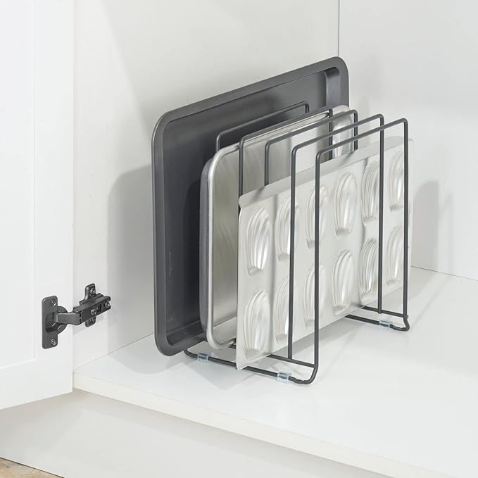 mDesign X-Large Steel Storage Tray Organizer Rack - Image 3