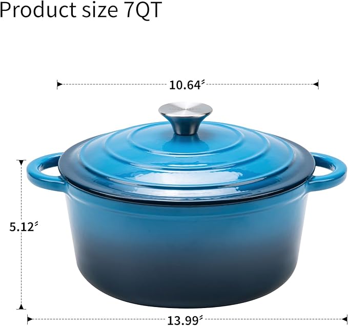 Enameled Cast Iron Dutch Oven - 7QT Pot - Image 3