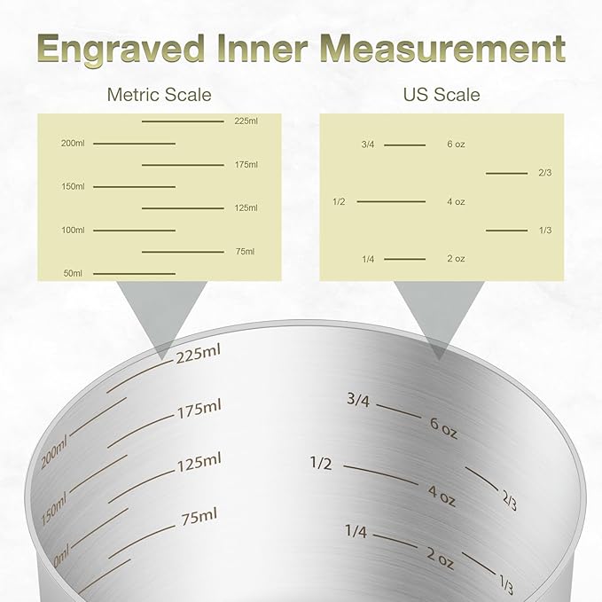 2PCS 1Cup Single Measuring Cup, Etched Inner Scale Stainless Steel Measure Scoop - Image 3