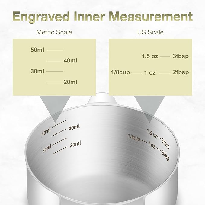 2PCS 1/4Cup Single Measuring Cup, Etched Inner Scale Stainless Steel Measure - Image 3