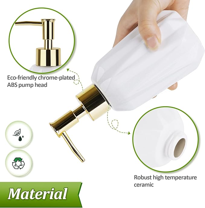 Natheeph Dish Soap Dispenser, Hand Soap Dispenser Ceramic Bottle, Refillable - Image 3