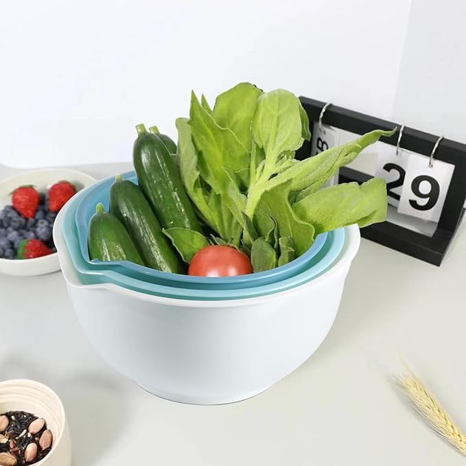 Set of 3 Mixing Bowls with Pour Spout-Nesting Design Saves Space - Image 6