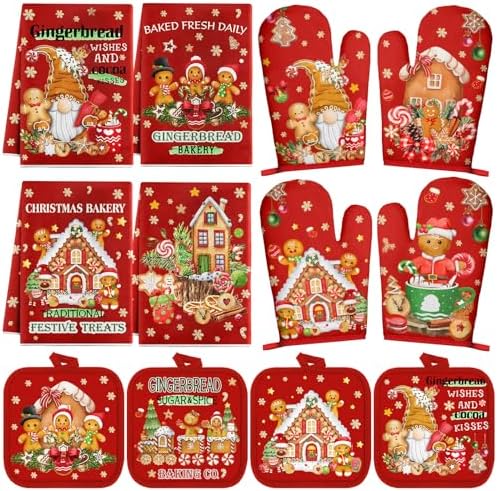 SiliFine 12 Pcs Christmas Kitchen Accessories Set Gingerbread Style