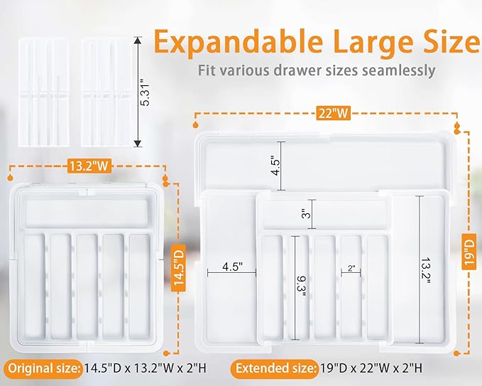 Homecor Silverware Organizer for Kitchen Drawer, Expandable Utensil Drawer - Image 2