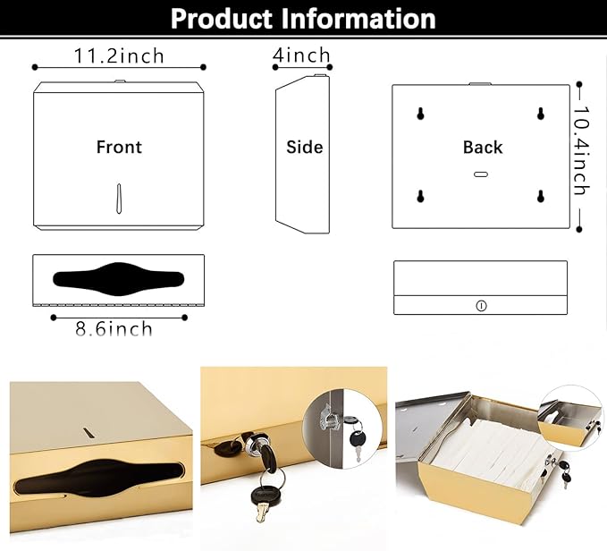 Comercial Paper Towel Dispenser Wall Mount, Stainless Steel Hand Towel Dispenser - Image 6