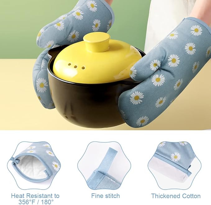 AUAUY Oven Mitts and Pot Holders, 392°F Heat Resistant Cooking Gloves and Hot - Image 3