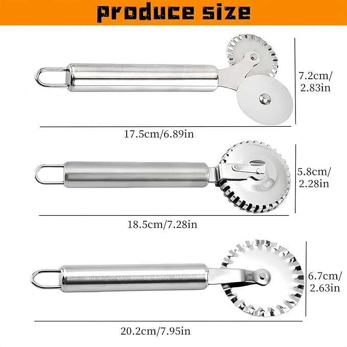 3 PCS Stainless Steel Pastry Wheel Cutter, Ravioli Cutter, Pizza Cutter Wheel - Image 3