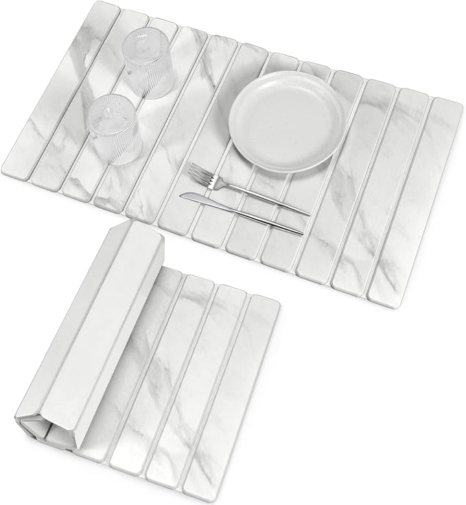 Large Stone Dish Drying Mats for Kitchen Counter, Collapsible Quick Drying Dish by Lprmnnc