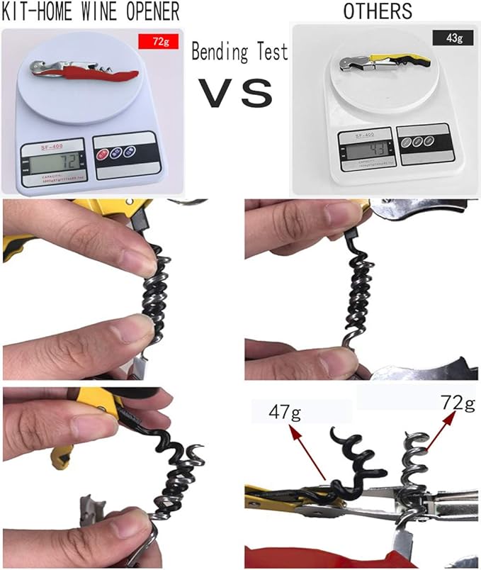 Professional Waiter Corkscrew Wine Openers Set, Heavy Duty Stainless Steel - Image 4