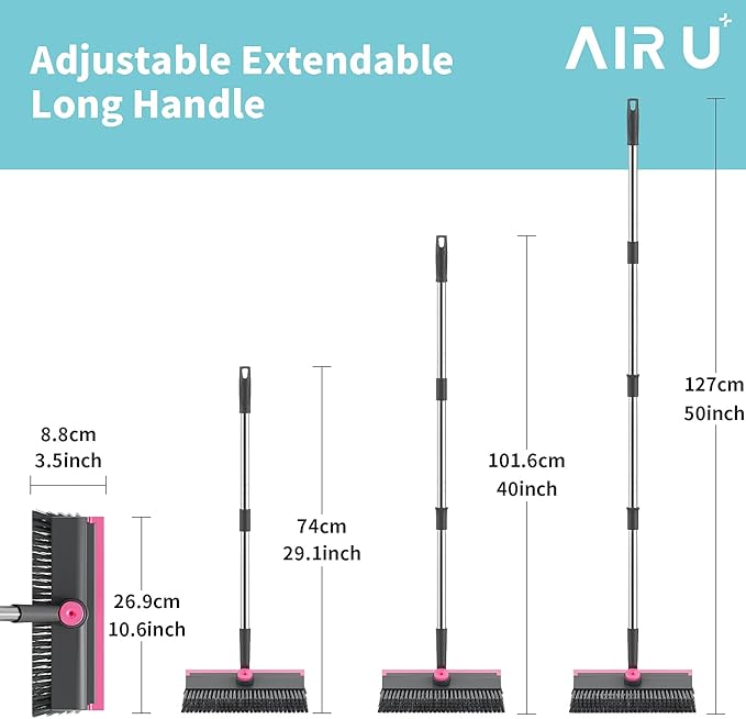 AIR U+ Floor Scrub Brush with Long Handle, 3 in 1 Scrape and Heavy-Duty Stiff - Image 6