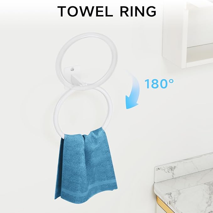 KLJKPA Bathroom Accessories Set, 4 Pieces White Bathroom Hardware Set, 24 inch - Image 3