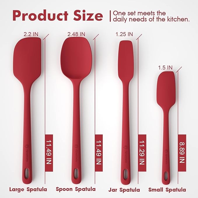ChefAide 4 Pieces Silicone Spatula Set, Food Grade Rubber Spatula, Upgrade - Image 2