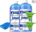Dish Sponge with two Collapsible Funnel and Dawn Ultra Platinum Foam Dish Soap - 30.9 oz Refill, Fresh Rapids Scent (2 Bottles) Cleaning Kit