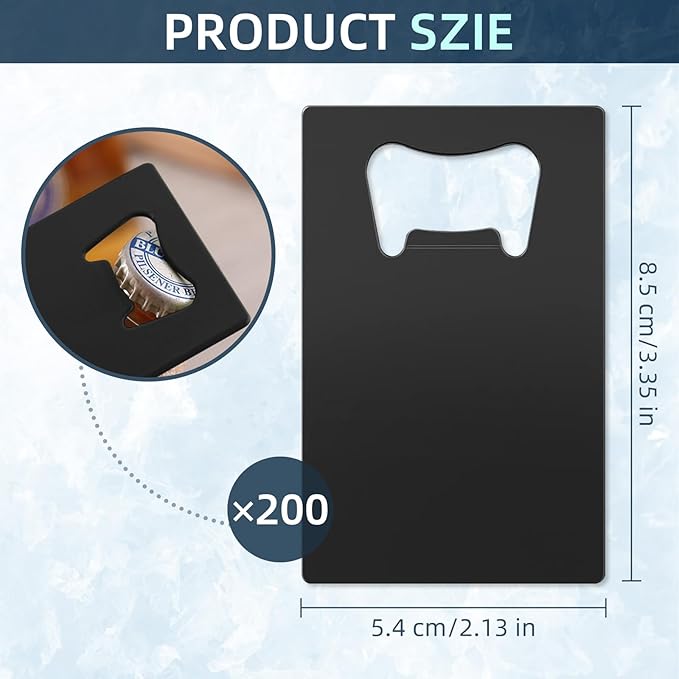 200 Pcs Credit Card Bottle Opener Bulk, Stainless Steel Metal Card Beer Bottle - Image 2