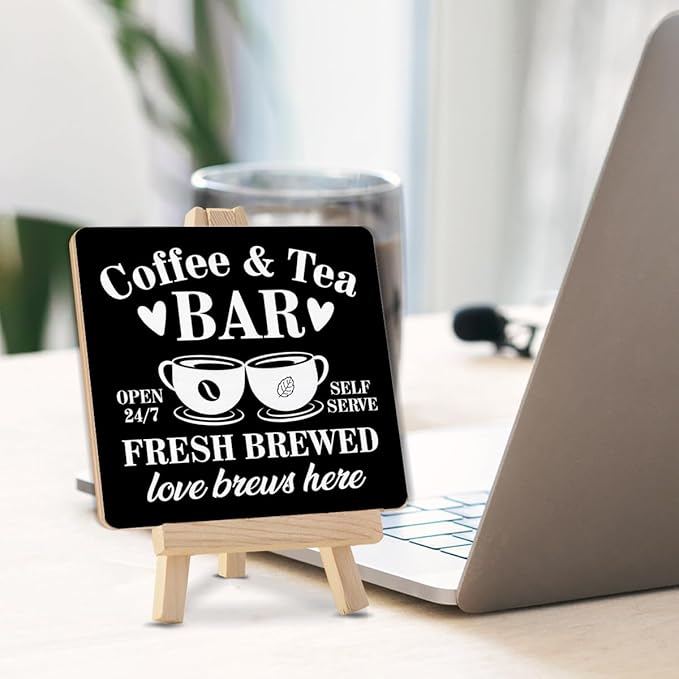 Coffee Bar Decor, Tea Station, Coffee and Tea Bar Wood Sign - Image 3