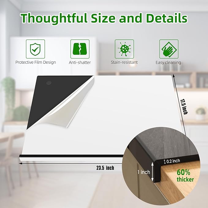 Acrylic Cutting Board with Counter Lip | 60% Thicker & Durable | BPA-Free & - Image 6