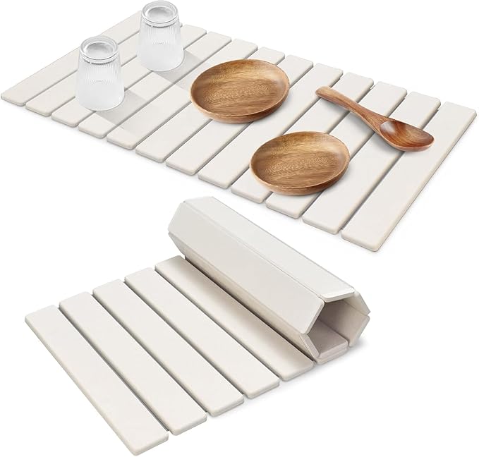 Large Stone Dish Drying Mats for Kitchen Counter, Quick Drying Collapsible Dish by Sangukiro