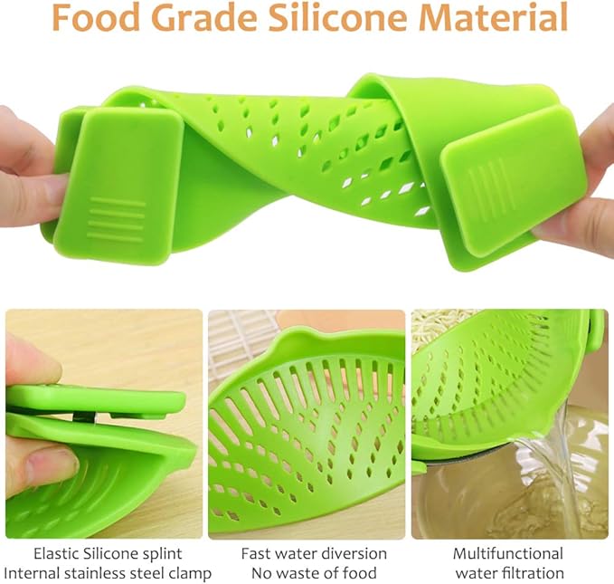 YEVIOR Clip on Strainer for Pots Pan Pasta, Silicone Food Strainer Hands-Free - Image 3