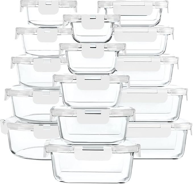 30 Pieces Glass Food Storage Containers by MMCIRCO