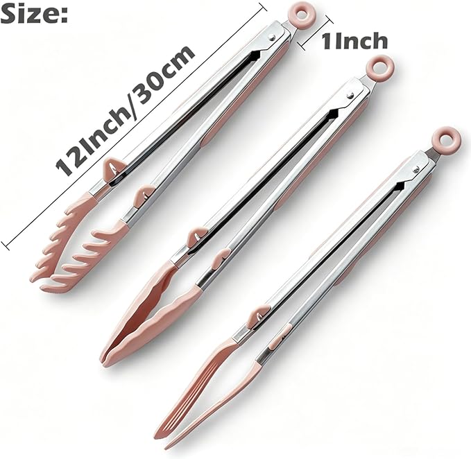 Tongs for Cooking, Food Grade Serving Tongs Set of 3 - Image 4