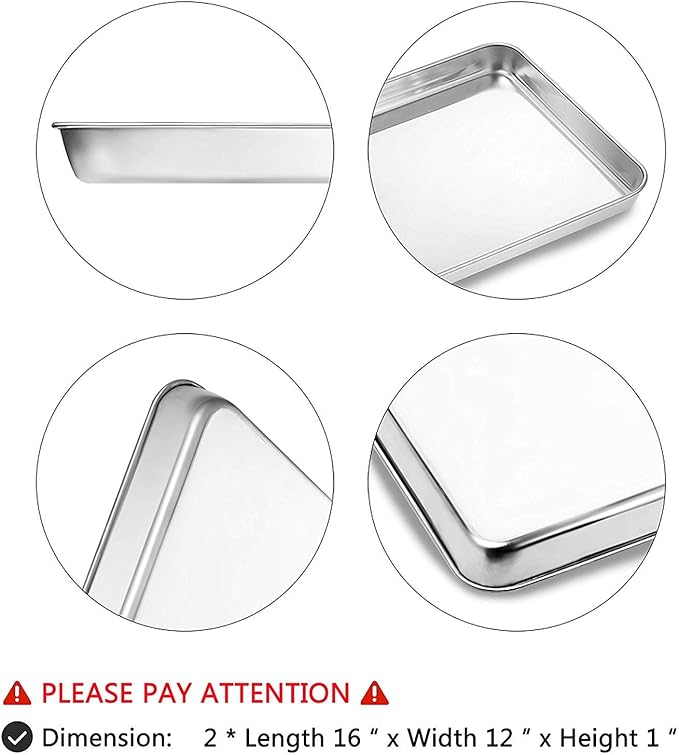 Baking Sheet Set of 2, Stainless Steel 2-Piece Cookie Sheet, Toaster Oven - Image 3