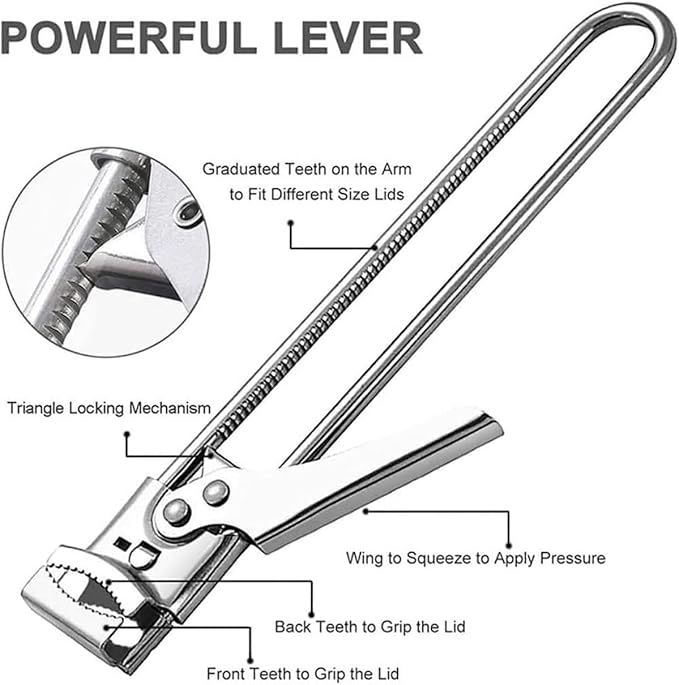 Master Jar & Bottle Opener, Adjustable Multifunctional Stainless Steel Can - Image 2
