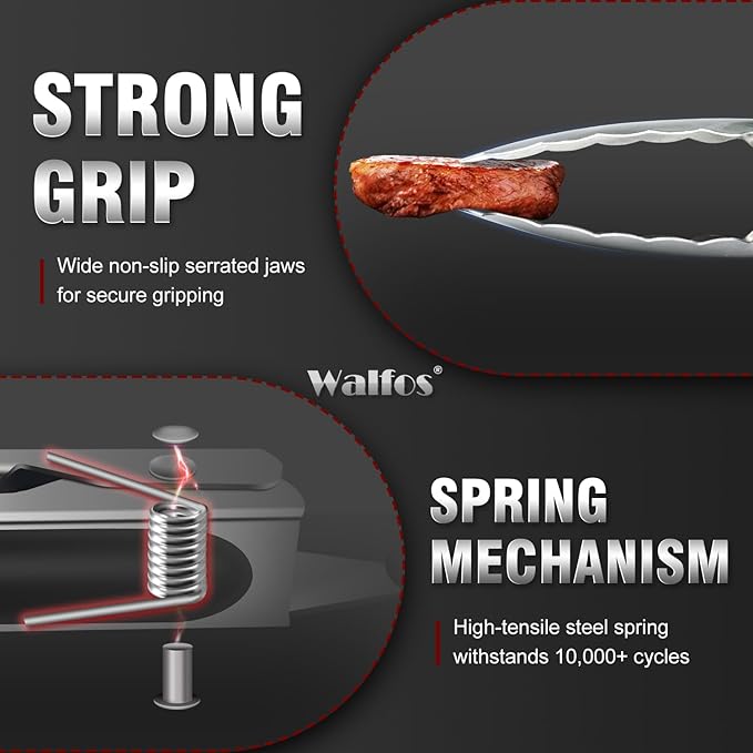 Walfos 17 Inch Extra Long Grill Tongs, Ultimate Stainless Steel BBQ Tongs - Image 5