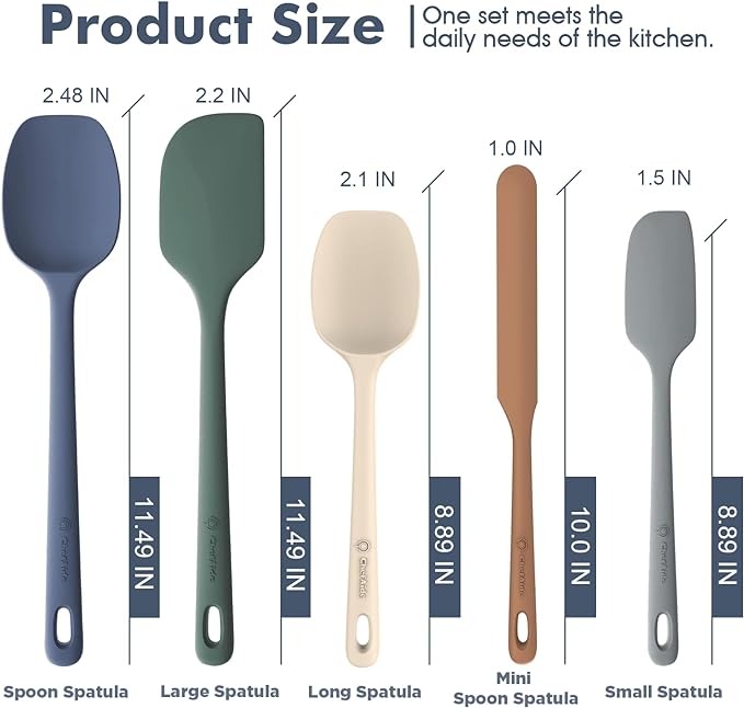 ChefAide 5 Pieces Silicone Spatula Set, Food Grade Rubber Spatula, Upgrade - Image 2
