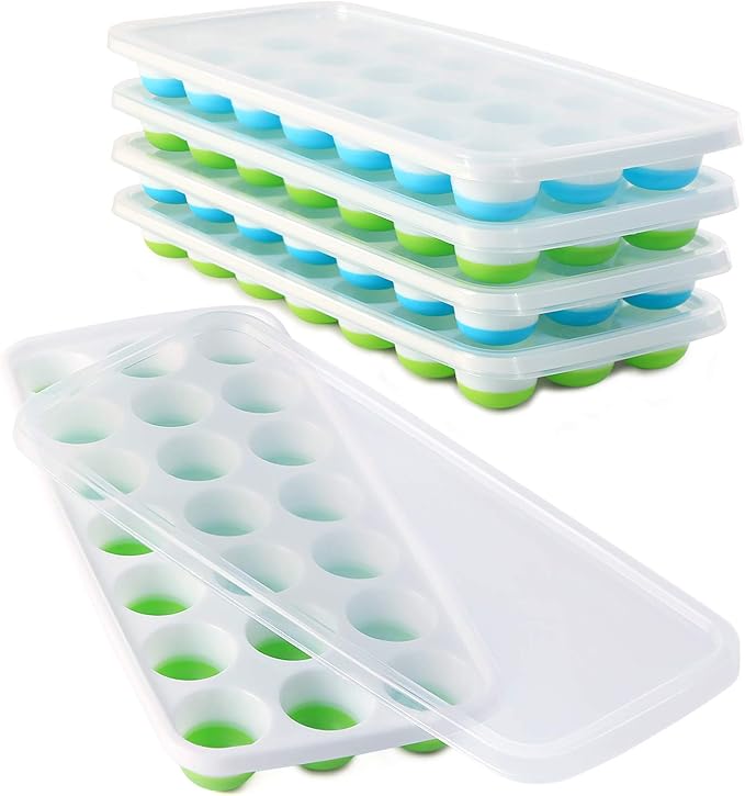 Ice Cube Trays with Lids BPA Free, 4 Pack Easy Release Silicone Ice Cube Trays by Select4U