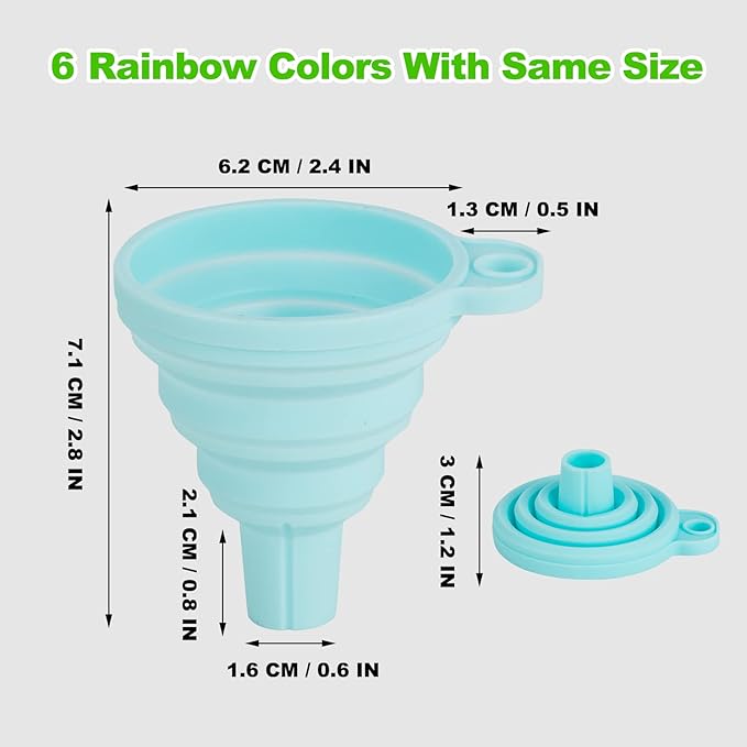Kitchen Funnel Set 7 Pack, Collapsible Silicone Funnel - Image 3