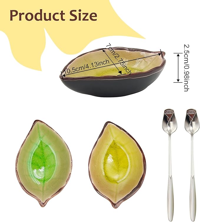 2 Pack Coffee Spoon and Leaf Rest Set, Ice Cracks Leaf Ladle Holder, Tea Spoon - Image 2