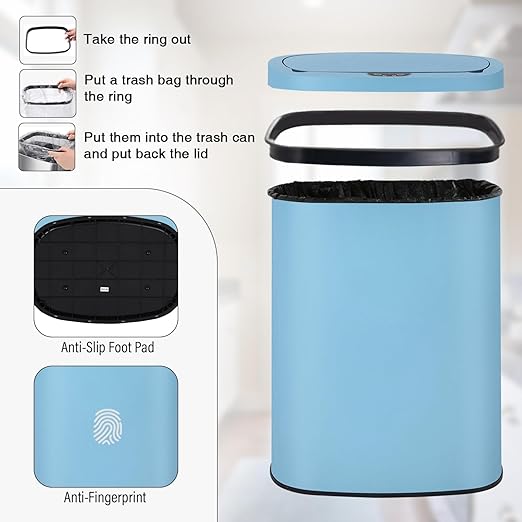 PayLessHere | 13 Gallon Stainless Steel Trash Can | Blue | Automatic Touchless - Image 6
