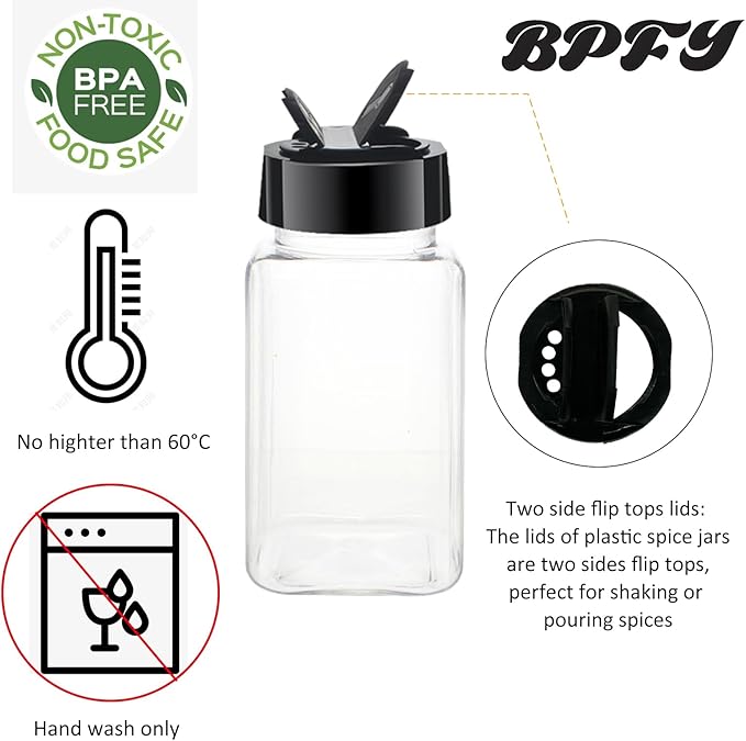 24 Pack 4oz Clear Plastic Spice Jars - Image 3