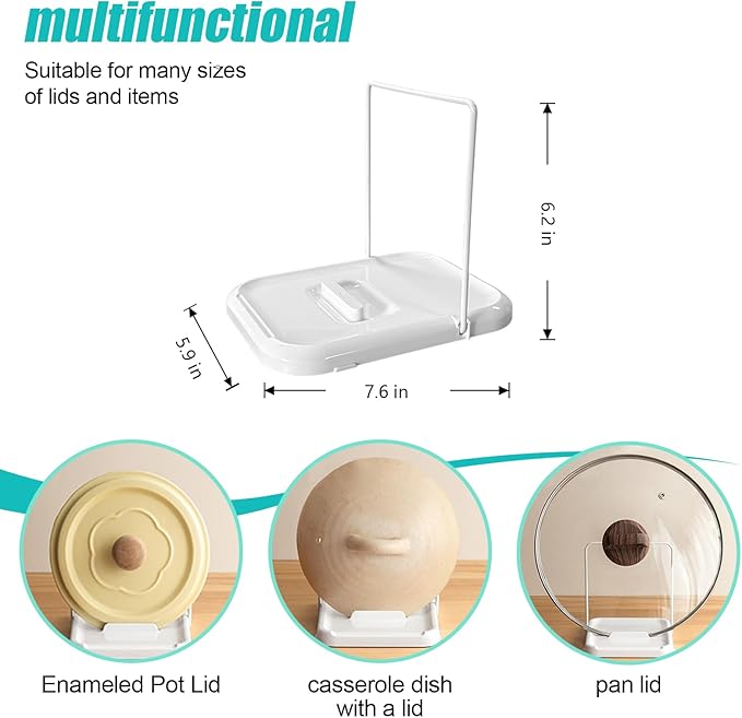 Pot Lid Holder with Spoon Rest for Stove Top and Kitchen Counter, Foldable Pot - Image 3