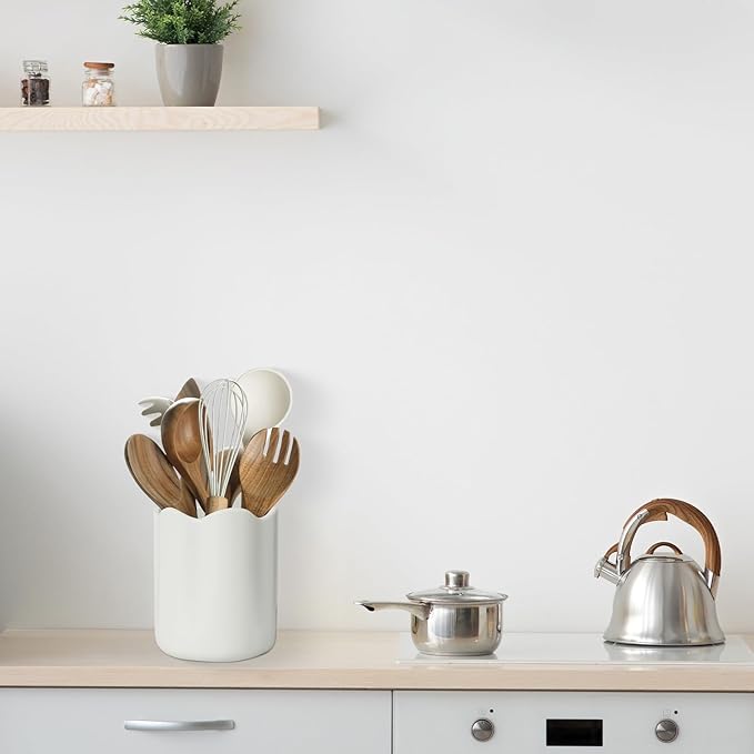 Ceramic Utensil Holder for Kitchen Counter, 6.2" Large Kitchen Utensil Holder - Image 3