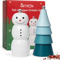 Christmas Salt and Pepper Grinder Set, Snowman & Tree Refillable Salt and by Setron