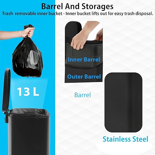 BestMassage 13 Gallon Stainless Steel Trash Can - Image 4