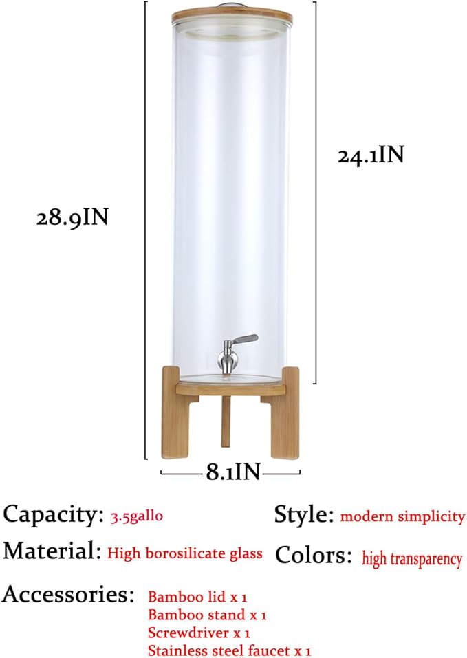 Beverage Dispenser, 4.1 Gallon Glass Drink Dispenser - Image 3