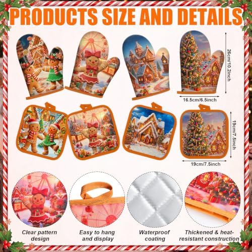 Silifine 12 Pcs Christmas Oven Mitts Pot Holders Kitchen Towels Sets