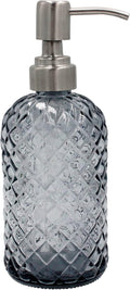 16 oz Diamond Pattern Glass Soap Dispenser, Kitchen and Bathroom Refillable by SDlumeiy