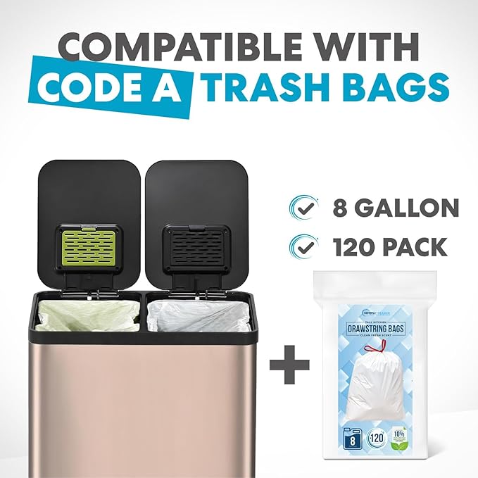 SIMPLI-Magic 60L / 16 Gallon Dual Compartment Kitchen Trash Can - Image 7