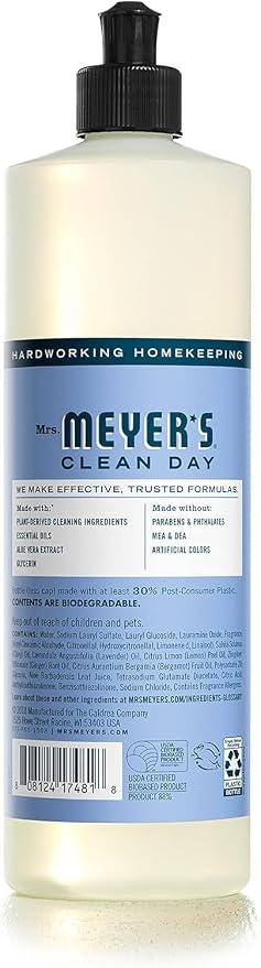 Mrs. Meyer's Liquid Dish Soap Bluebell, 16 FL OZ (Pack of 1)