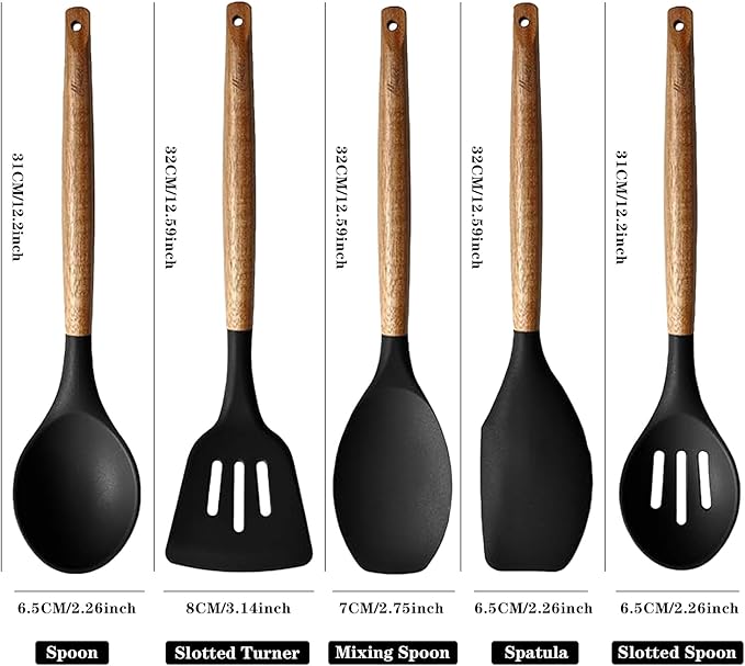 Kitchen Utensils Set, Silicone Cooking Utensils Set, Non-Stick Silicone Spatula - Image 4