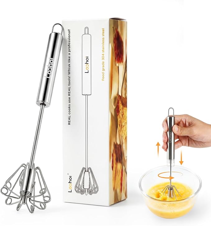 Upgraded Stainless Steel Semi-Automatic Whisk by LOOHOI