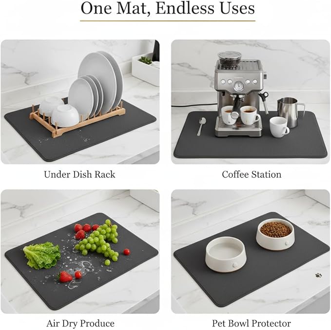 Dish Drying Mat Super Absorbent – 16" x 18" Coffee Mat - Image 6