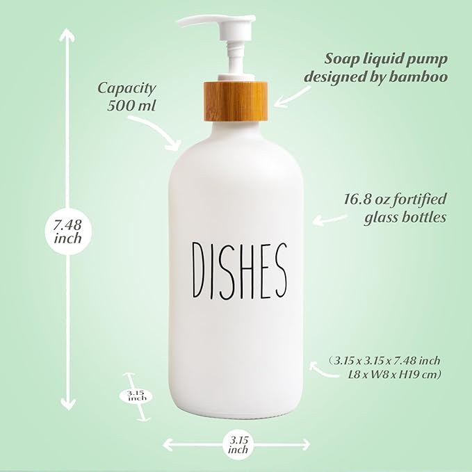LOOCHICA Dish White Glass Soap Dispenser - Image 3